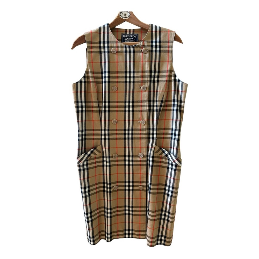 Burberry Sheath Dress – Nova Check, Double-Breasted Button Front, Size 12